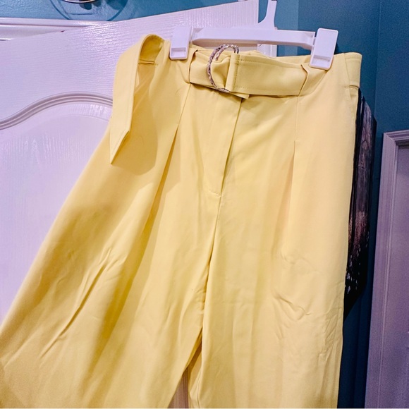 NWT $445 Tanya Taylor Pant Size 8 Daffodil Yellow High Waist Straight Leg - Picture 7 of 10